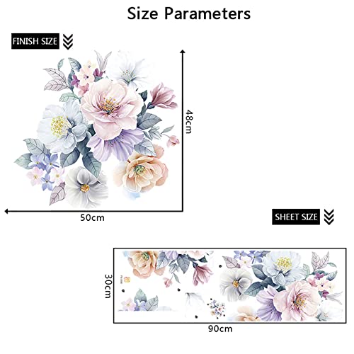 Vinilo decorativo floral Peony para pared tamaño 90x30 cm miniatura 5