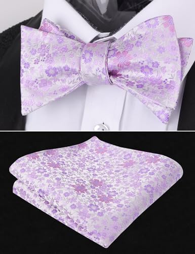 Image of Alizeal Mens 2pcs Floral Self-tied Bow Tie Pocket Square Set