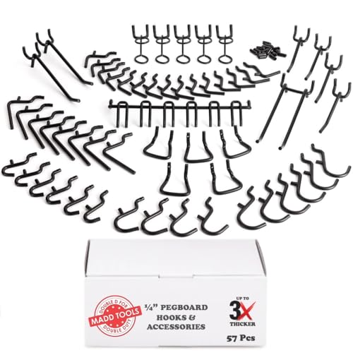 Madd Tools Double D For Double Duty Extra Thick Black 1/4'' Pegboard Hooks For Hanging Tools thumb #5