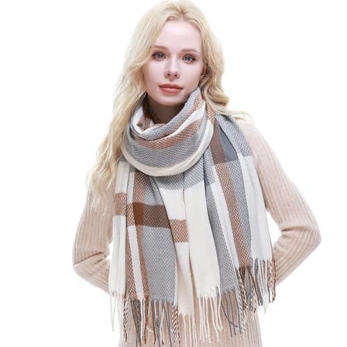 RIIQIICHY Bufanda Mujer Invierno Cuadros Pañuelos Fular Foulard