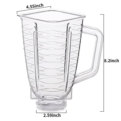 Joyparts Replacement parts 5-Cup Square Plastic Jar With Lid,Compatible with Oster Blenders