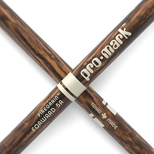 Promark Drum Sticks - Classic 5A Drumsticks - Firegrain For Playing Harder, Longer - No Excess Vibration - Lacquer Finish, Oval Wood Tip, Hickory Wood - 1 Pair #TOP4