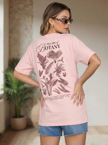 Image of JUNEBERRY Women's Oversized Graphic T-Shirt Retro Floral & Vintage Aesthetic Print, Loose Fit Casual Streetwear Tee, Trendy Baggy Style, (Sizes S-2XL)