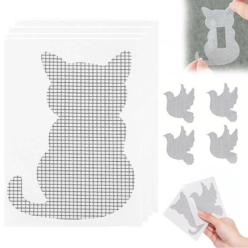 Parches para mosquiteras autoadhesivos que reparan al instante mallas rotas con diseños de gato