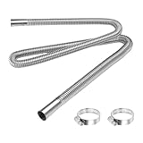 Cayludg 1 Inch Stainless Steel Exhaust Hose, 120CM/47.24 Inch Flexible Diesel Heater Exhaust Pipe, Parking Air Heater Exhaust Pipe Tubing, Fuel Tank Diesel Gas Vent Hose with 2 Hose Clamps