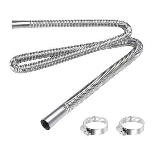 Cayludg 1 Inch Stainless Steel Exhaust Hose, 120CM/47.24 Inch Flexible Diesel Heater Exhaust Pipe, Parking Air Heater Exhaust Pipe Tubing, Fuel Tank Diesel Gas Vent Hose with 2 Hose Clamps