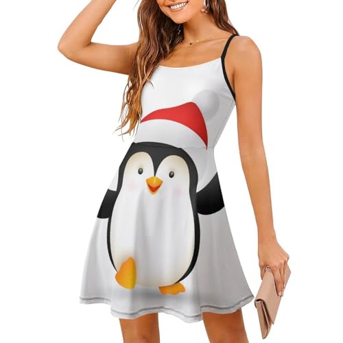 Robe d'été à bretelles spaghetti Pingouin femme jupe courte robe de plage sans manches