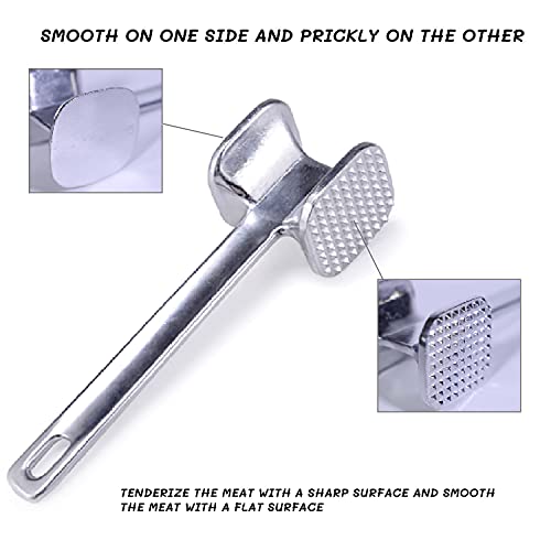 Meat Tenderizer Tool,Stainless Steel Double-Sided Meat Hammer Tenderizer,Use Loosen Frozen Veggies,Cracked Crab,Loosen Garlic Skin,Crush Garlic - Thumbnail 3