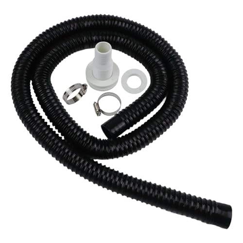 FACAIIO Kit de tuyau de pompe de cale de bateau 1,8 m Tuyau flexible en PVC ondulé avec connecteur de coque traversante et pour colliers de serrage en acier inoxydable pour drainage marin Blanc