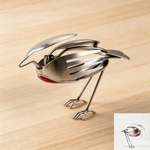 Escultura de pájaro petirrojo de metal artesanal miniatura 3