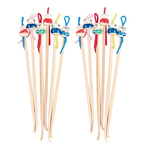 Baglaum Tricolor China Doll Decor Wooden Earwax Remover Ear Picks 12 Pcs