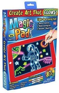 Magic Sketch Drawing Pad | 3D Light Up LED Glow Board | Draw, Sketch, Doodle, Write, Learning- Includes 3 Dual Side,30 Stencils and 8 Colorful Effects for Kids