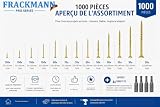 FRACKMANN Screw Set 1000 Pieces - Wood Screws & Chipboard Screws 3 x 12 to 4.5 x 80 - Includes 4 TX Bits & Assortment Case - Professional Quality Made in Germany - 4