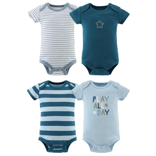 Image of The Peanutshell Baby Boy Bodysuits - Newborn to 24 Months Baby Boy Clothes, 100% Cotton Infant Outfits - Star Stripe