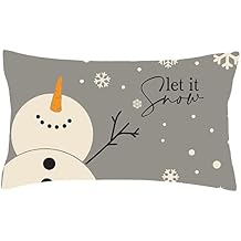 Christmas Decorations Christmas Pillow Covers 12x20 Inch Let It Snow Snowman Decor Christmas Lumbar Pillow Winter Holiday Throw Cushion Cover for Sofa Couch Grey
