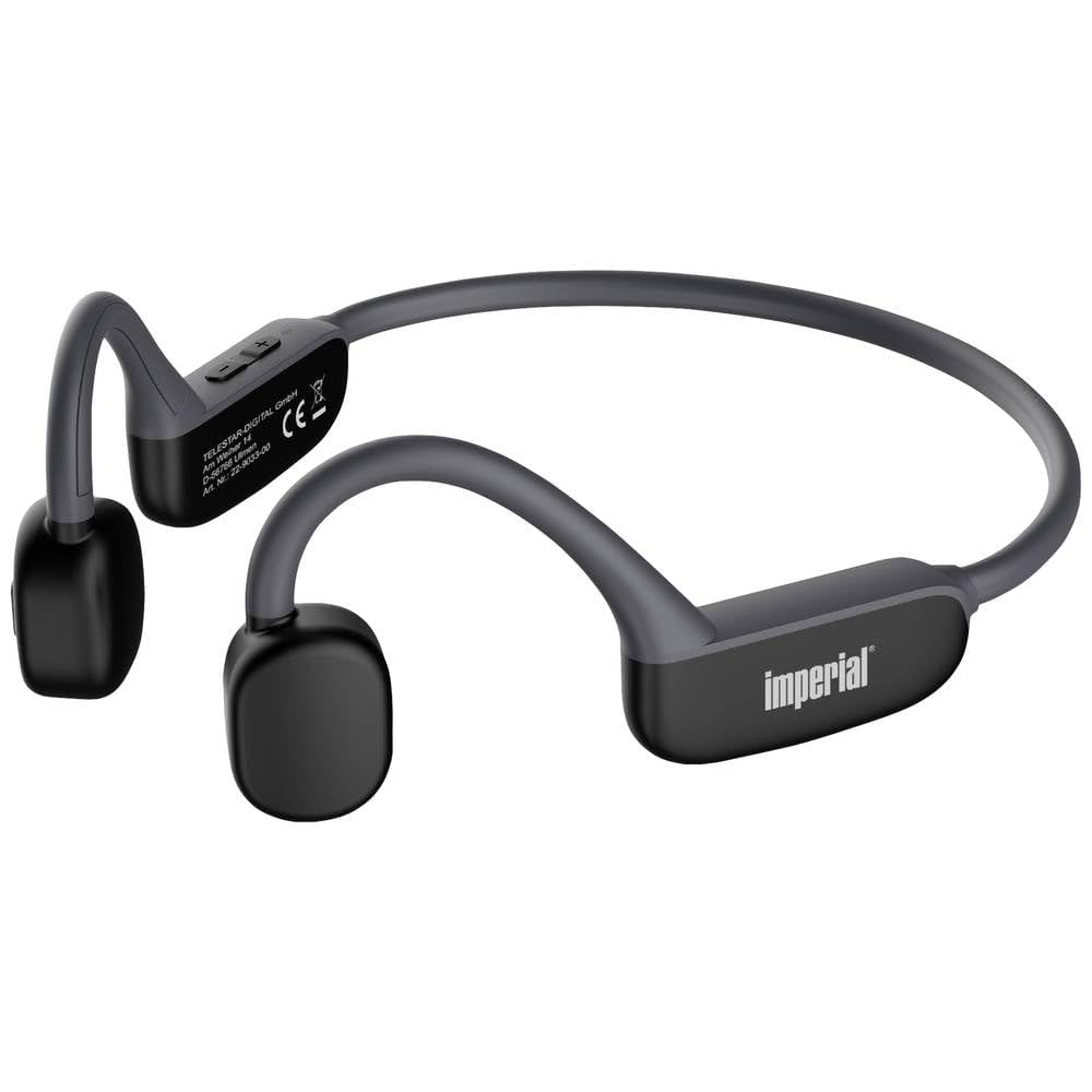 Imperial BluTC Active 2 - Auriculares con Sonido óseo (conducción ósea, Bluetooth 5.3, Memoria de 32 GB, 11 Horas de reproducción, Resistentes al Sudor), Color Negro