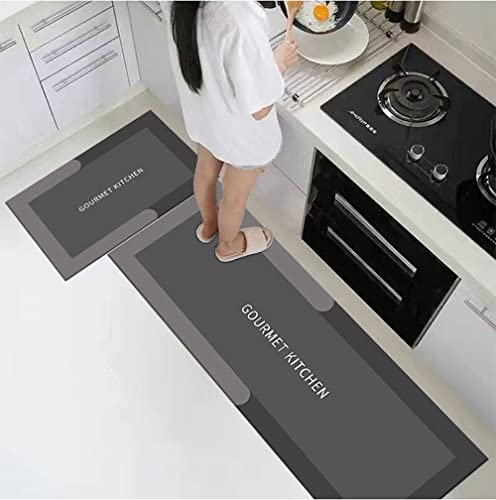 Gutsbox Küchenläufer waschbar, 2 Stück Küchenteppich Waschbar rutschfest Küchenbodenmatte, Küchenmatte PVC, Wasserdicht, rutschfest, schnelle Wasseraufnahme Cover