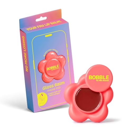 Image of Mila Beaute Bobble Gloss Balm Phone Pod | Cushion Soft Lips with 6-Peptide Complex & Collagen | Natural Tinted Glossy Finish | Non-Sticky & Lightweight | Hydrating & Nourishing I For Dry & Chapped Lips I Lip Balm-Watermelon Bite, 20gm