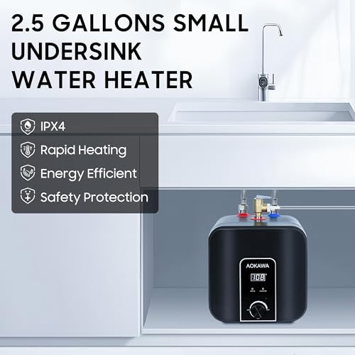 Aokawa Electric Mini Tank Water Heater 2.5 Gallon Under Sink Instant Hot Water Point of Use for RV Kitchen Bathroom Camper with Safety Vavle 1/2" NPT Wall or Floor Mounted by Aokawa - Image 3