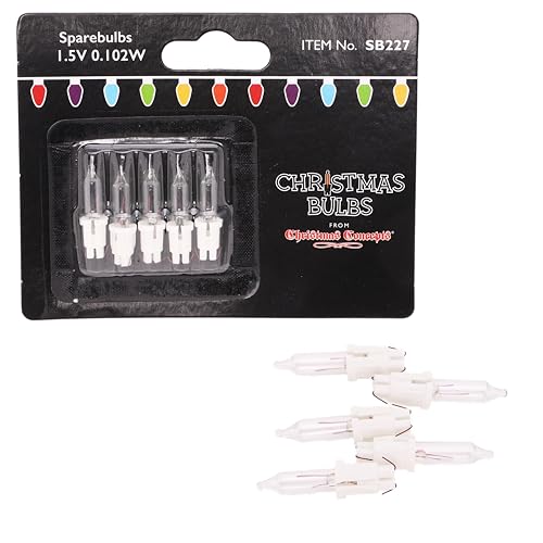 Christmas Concepts Pack of 5 Clear Push in Spare Bulbs - 1.5v 0.068a - Replacement Bulbs SB227-CC