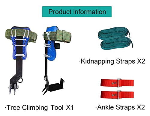 Lihopefe Tree Climbing Gear, 304 Stainless Steel Tree Climbing Tool, Pole Climbing Spikes Adjustable Climbing Tree Shoes Non-Slip Pedal for Hunting Observation, Picking Fruit, Jungle Survival and More - Thumbnail 6
