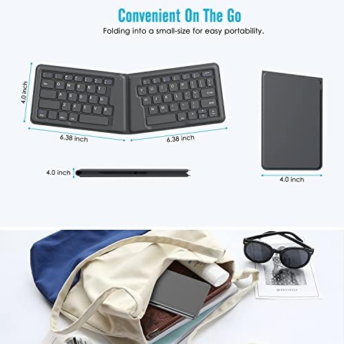 MoKo Universal Foldable Keyboard, Ultra-Thin Portable Rechargeable Wireless Bluetooth Keyboard for iPad, iPhone, Compatible with iOS, Android and Windows Tablets Smartphones Laptop Devices, Gray
