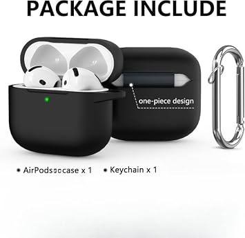 Soft Yumuşak Lansman Esnek Silikon Airpods Pro 2 ile uyumlu İçi Kadife Kulaklık Kılıfı ve Karabina Anahtarlık (Siyah, Airpods Pro 2)
