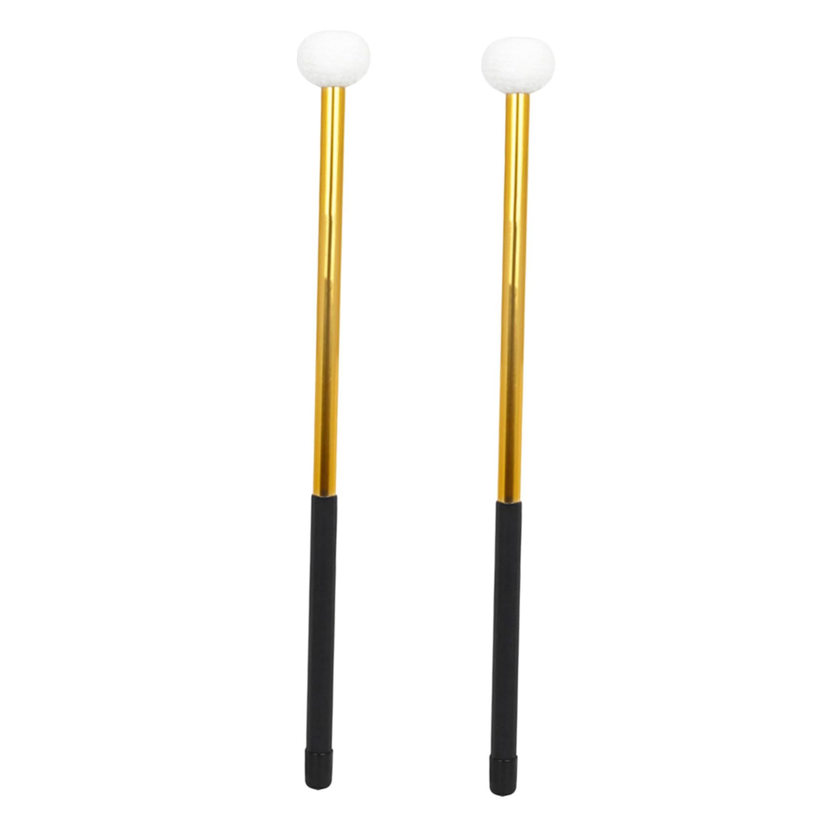 Baquetas de Aleación 1 Par, Doradas Cabeza de Fieltro | Marcha y Práctica, Pensadas para Principiantes y Niños, Relieve de Fatiga, Accesorios de Batería