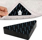24 Pcs Rug Gripper, Non Slip Anti Skid Rug Gripper for Hardwood Floors and Tiles, Durable and Reusable Double-Sided Carpet Tape, Easy-to-Clean Adhesive Pads, Keep Rug Stability and Flatness
