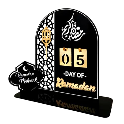 Yazwur 1 Pcs Calendario De Ramadan De Madera, Cuenta Regresiva De 30 Días, Calendario De Adviento Rústico, Decoración Ramadan 2025-2026 Madera