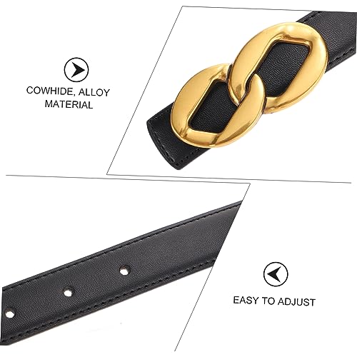Women Adjustable Leather Belt for Vintage Style Waist Belt for Jeans and Dresses Fashionable Black Cowhide for Moms and Friends4