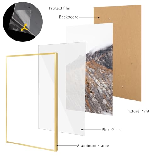 Frametory 13x19 Gold Aluminum Picture Frame Acrylic Cover 1 Pack by Frametory - Used condition - Image 6