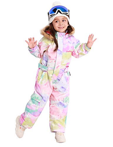 Bluemagic Big Kid's One Piece Snowsuits Ski Suits Waterproof Overalls Jackets Snowboarding,Water Color,150Cm #TOP3