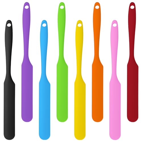 Moicstiy 8 Pcs Jar Spatula Long Handle, Long Handle Sourdough Scraper for Jars, Baking & Cake Icing, Cream, Butter & Batter Kitchen Tool Set(Orange/Blue/Red/Yellow/Green/Purple/Black/Pink) by Moicstiy - Image 7