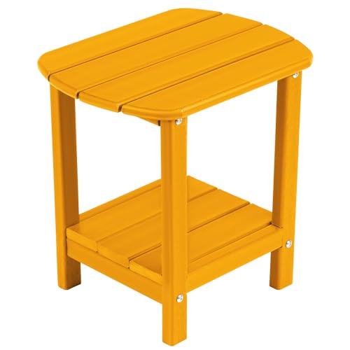 nalone Adirondack Side Table 16.5" Outdoor Side Tables HDPE Plastic Double Patio Small Table for Outdoors (Orange) by nalone - Used condition - US$39.13