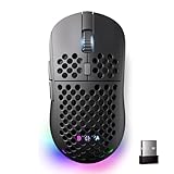 DIERYA Mouse para jogos M1 sem fio, 24000DPI, bateria de 180 horas, 16,8 M RGB, 6 botões programáveis, leve, modo triplo (2,4G/BT5.2/USB-C) para PC/Mac/Laptop - Preto