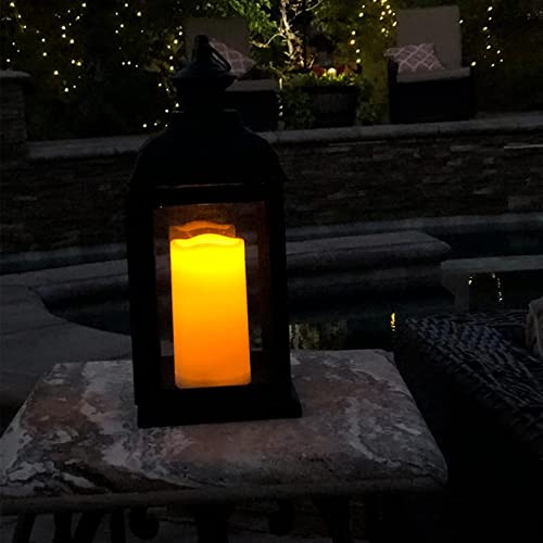 Image of 6'' Outdoor Battery Operated Flameless Candles 2 Pack Flicking Pillar LED Candles with Timer Waterproof Plastic Electric Decorative Lights for Lantern Patio Garden Home Decor Party Wedding