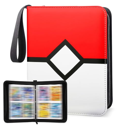 Classeur Carte, Album de Collection pour Carte 50 Pages 400 Cartes Album Porte Classeur pour Cartes à Collectionner pour Stockage de Cartes, cadeau pour enfants (Rouge4)