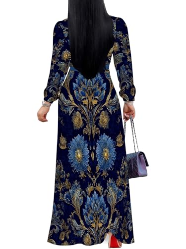 Image of SUZONANA Plus Size Dresses for Women Floral Print Maxi Dress Flowy 3 /4 Sleeve with Belt