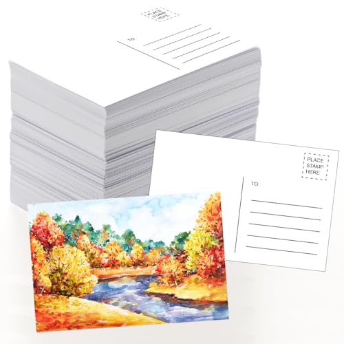 Lot de 100 cartes postales vierges en papier aquarelle, 50 cartes, 10,2 x 15,2 cm, 63,5 kg/300 g/m², note vierge pour journal aquarelle, papier d'art lourd sans acide pour notes de remerciement et