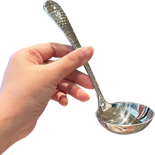 ZDFQly 7.08 Inch Small Ladle, Premium 18/10 Stainless Steel, Hammered