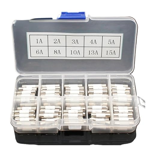 Bezpieczniki elektryczne ceramiczne, 100 szt., 5x20mm, zwłoczne T 1-15A 250V