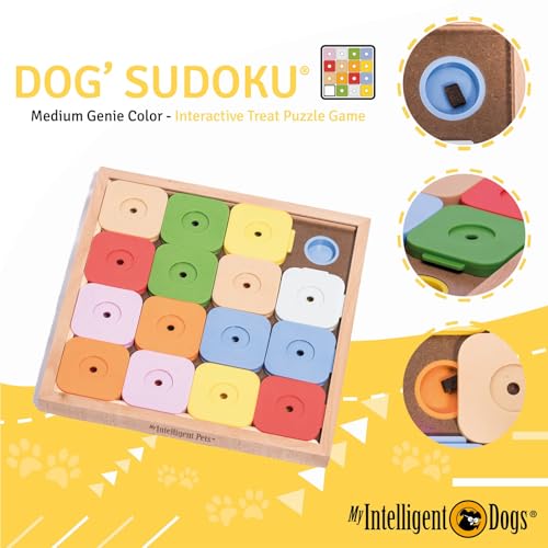 My Intelligent Dogs Interaktives Hundespielzeug Intelligenz, Hundepuzzle - Intelligenzspielzeug für Hunde Mentalen Auslastung - Interaktives Spielzeug Hund, Denkspiele für Hunde Sudoku Genie Color