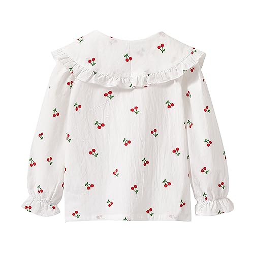 Image of Mud Kingdom Girls Blouse Shirts Spring Fall Long Sleeve Button-Down Top Ruffle Collar