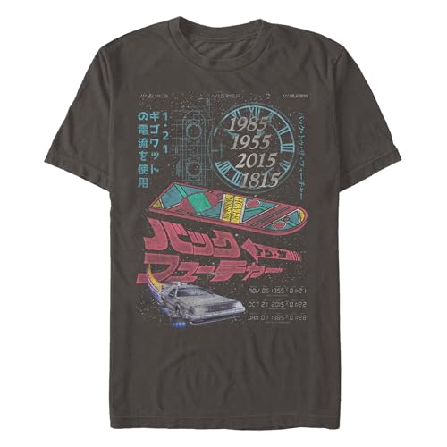 Back To The Future Young Mens Hoverboard Poster Short Sleeve Tee Charcoal