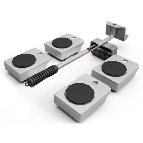 Image of BUILDSKILL 5 Pcs Furniture Lifter and Mover Tool Set | 360 Rotating Pads | Anti-Slip Grip | Heavy Duty Solid Steel Construction - Furniture Shifting Tool for Appliance Moving - Supports Up to 150kg