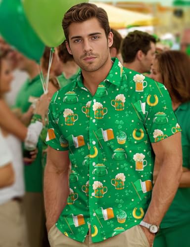Image of Yoimira Hawaiian Shirts for Men, Print Mens Casual Short Sleeve Button Down Shirts Floral Aloha Beach Shirt