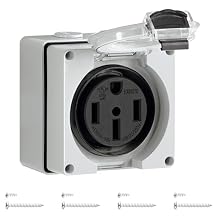 50 Amp RV Power Outlet Box, 125V/250V NEMA 14-50R RV Outlet, Weatherproof Electrical Box with Receptacle Panel, Outdoor Power Box for RVs Campers Trailers Motorhomes, ETL Listed H66OB06