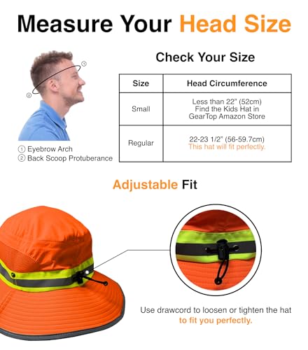 Image of GearTOP Safari Hat for Men Sun Hats for Women UV Protection UPF 50+ Fishing, Gardening, Hiking Hat (22-23 1 /2 inch)