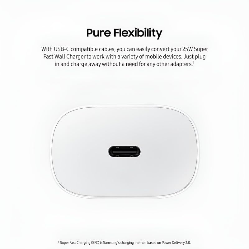 Image of 25W Type-C Original Adapter Compatible with Samsung Galaxy S23 Fe /S21 fe /M55 /F55 /M15 /F15 /A15 /M14 /A14 /A25 /F34 /M34 /A34-White LY9153